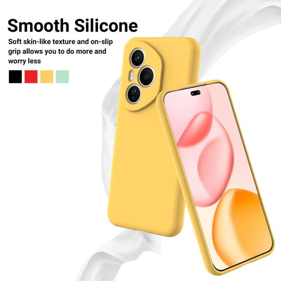 For Honor 400 Pro Global 160.8mm Solid Color Liquid Silicone Dropproof Full Coverage Phone Case(Yellow)