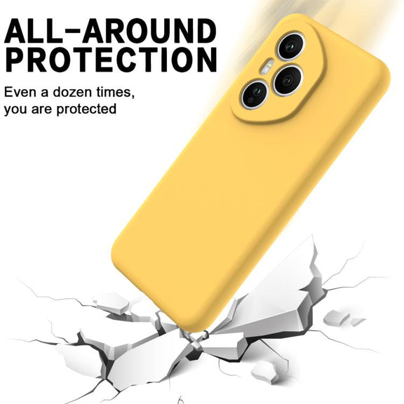 For Honor 400 Pro Global 160.8mm Solid Color Liquid Silicone Dropproof Full Coverage Phone Case(Yellow)