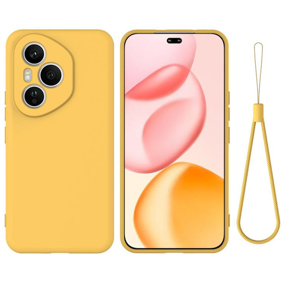 For Honor 400 Pro Global 160.8mm Solid Color Liquid Silicone Dropproof Full Coverage Phone Case(Yellow)