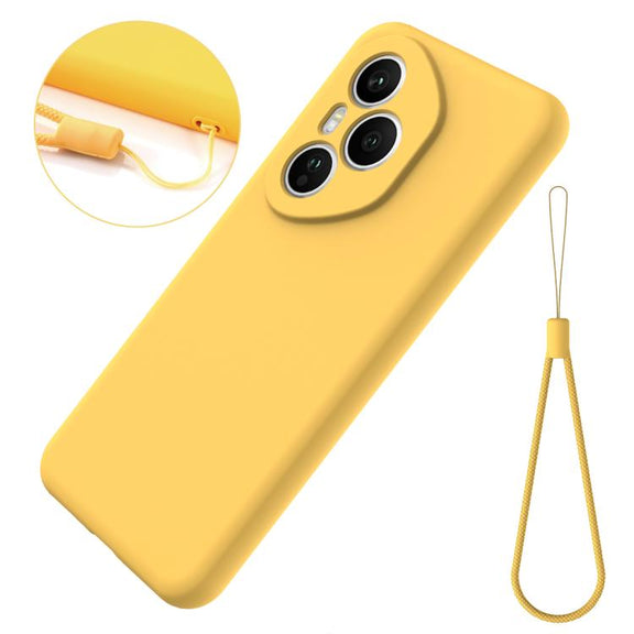 For Honor 400 Pro Global 160.8mm Solid Color Liquid Silicone Dropproof Full Coverage Phone Case(Yellow)