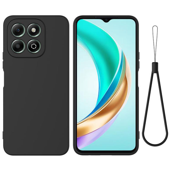 For Honor X6c 4G Solid Color Liquid Silicone Dropproof Full Coverage Phone Case(Black)