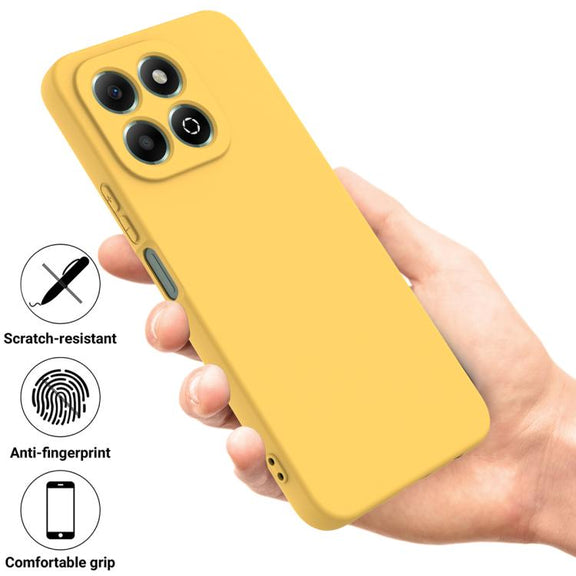 For Honor X6c 4G Solid Color Liquid Silicone Dropproof Full Coverage Phone Case(Yellow)