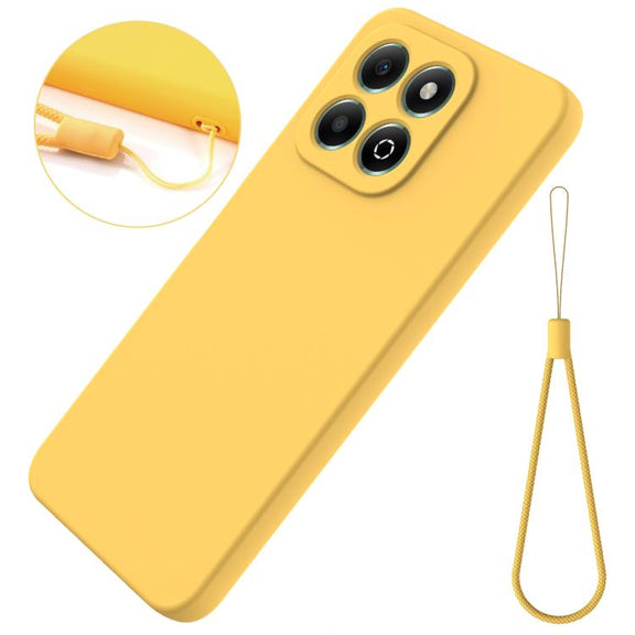 For Honor X6c 4G Solid Color Liquid Silicone Dropproof Full Coverage Phone Case(Yellow)