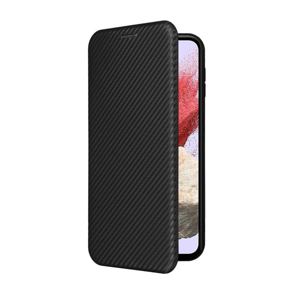For Samsung Galaxy M34 5G Carbon Fiber Texture Flip Leather Phone Case(Black)