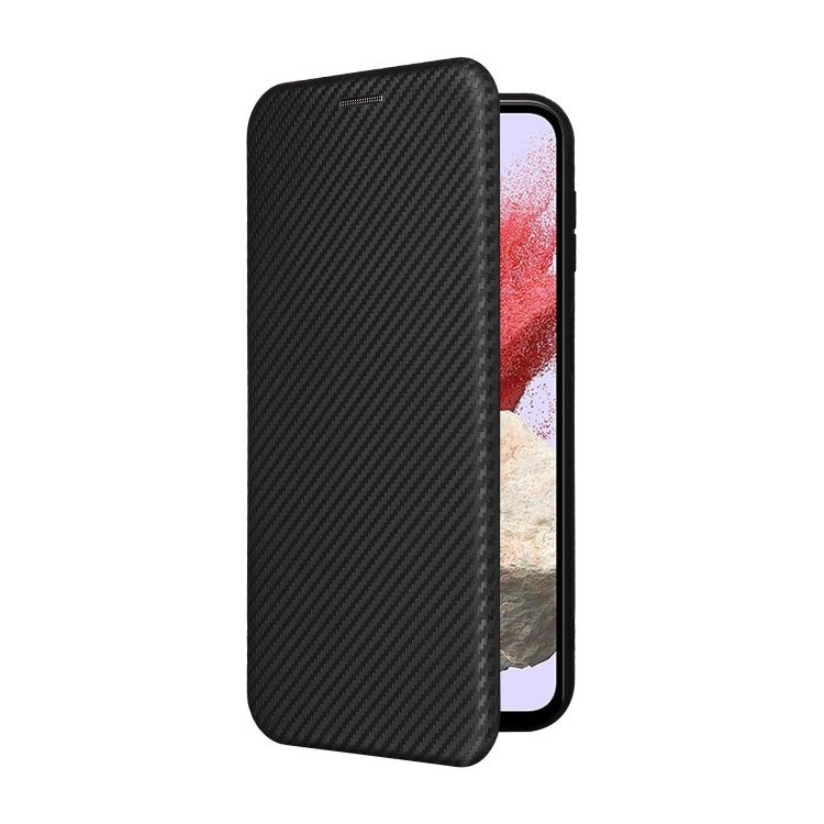 For Samsung Galaxy M34 5G Carbon Fiber Texture Flip Leather Phone Case(Black)