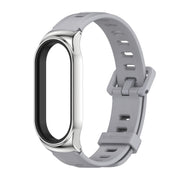 For Xiaomi Mi Band 8 Mijobs CS Case Flat Hole Silicone Watch Band(Grey Silver)