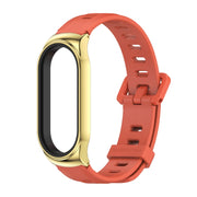 For Xiaomi Mi Band 8 Mijobs CS Case Flat Hole Silicone Watch Band(Orange Gold)