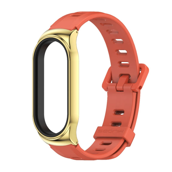 For Xiaomi Mi Band 8 Mijobs CS Case Flat Hole Silicone Watch Band(Orange Gold)