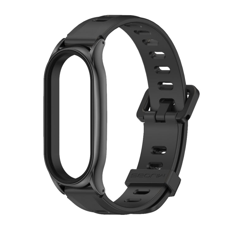 For Xiaomi Mi Band 8 Mijobs Plus Case Flat Hole Silicone Watch Band(Black) - free shipping - PMc TechLife - Order now!