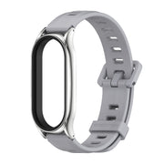 For Xiaomi Mi Band 8 Mijobs Plus Case Flat Hole Silicone Watch Band(Grey Silver)