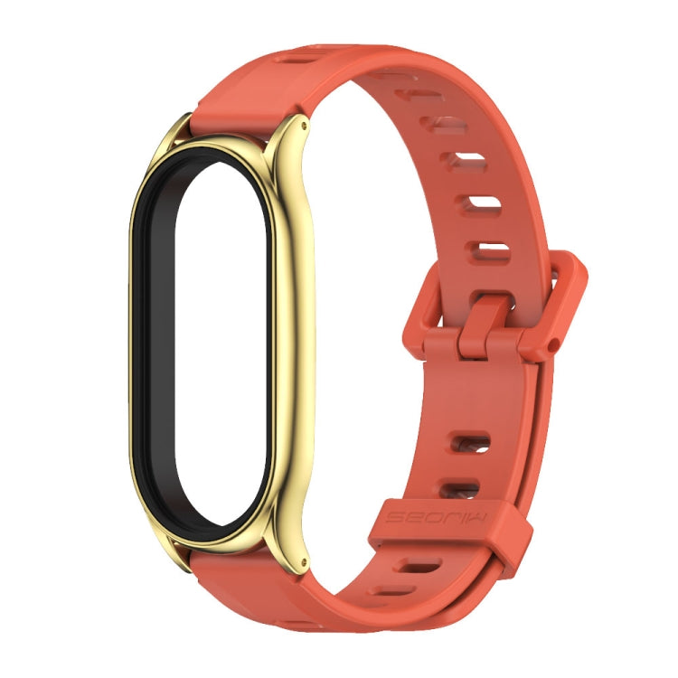 For Xiaomi Mi Band 8 Mijobs Plus Case Flat Hole Silicone Watch Band(Orange Gold)