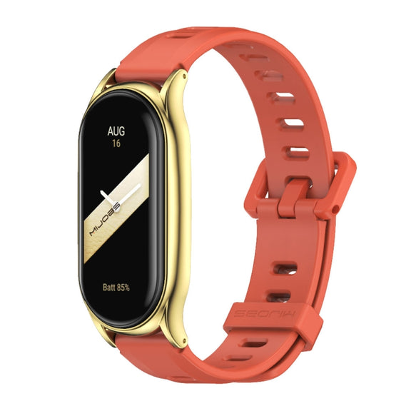 For Xiaomi Mi Band 8 Mijobs Plus Case Flat Hole Silicone Watch Band(Orange Gold)