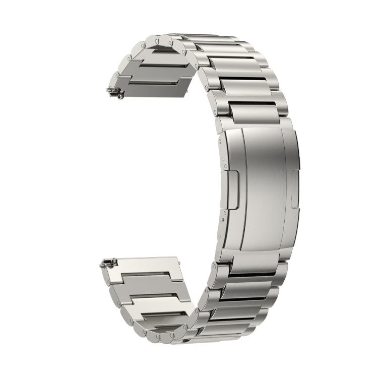 22mm Three Strains Vertical Riser Turtle Buckle Titanium Metal Watch Band(Titanium Gray) - Watch Bands by PMC TechLife | Online Shopping South Africa | PMC TechLife
