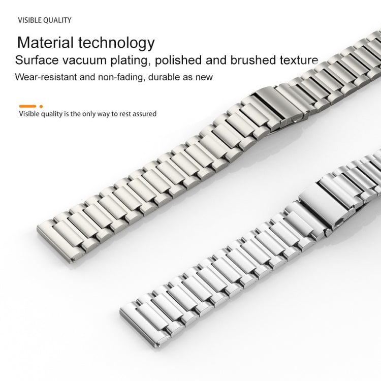 22mm Three Strains Jump Buckle Titanium Metal Watch Band(Titanium Gray) - Watch Bands by PMC TechLife | Online Shopping South Africa | PMC TechLife