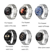 22mm Three Strains Jump Buckle Titanium Metal Watch Band(Titanium Gray)