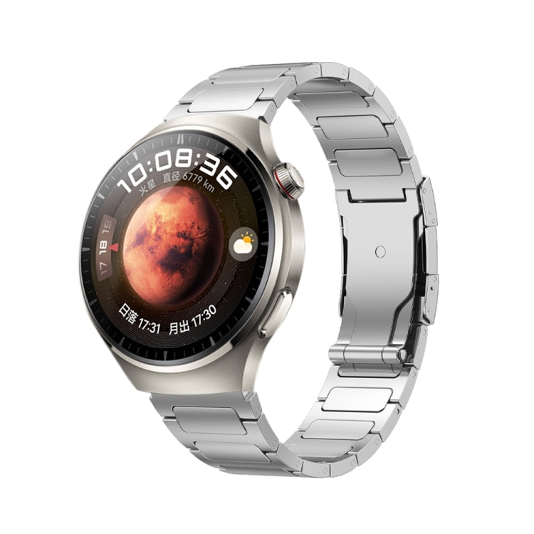 22mm Three Strains Uplift Turtle Buckle Titanium Metal Watch Band(Silver) - Watch Bands by PMC TechLife | Online Shopping South Africa | PMC TechLife