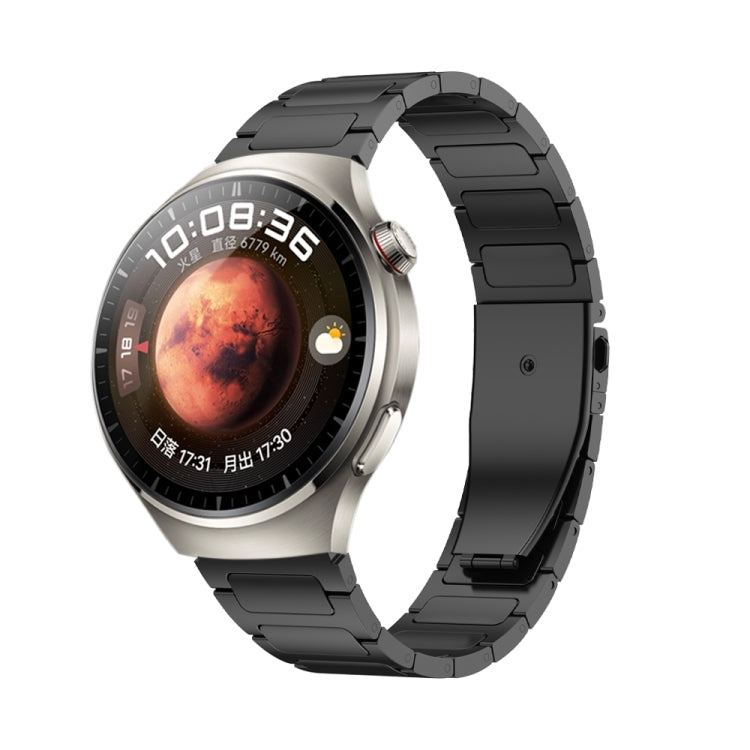 22mm Three Strains Uplift Jump Buckle Titanium Metal Watch Band(Black) - Watch Bands by PMC TechLife | Online Shopping South Africa | PMC TechLife