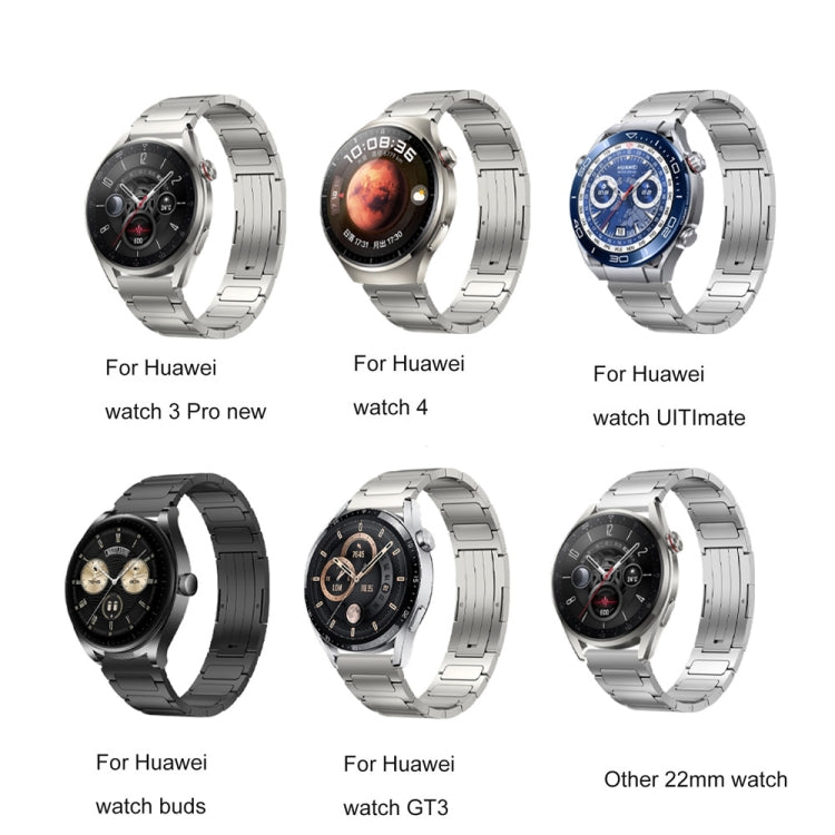 22mm Three Strains Uplift HW Buckle Titanium Metal Watch Band(Titanium Gray) - Watch Bands by PMC TechLife | Online Shopping South Africa | PMC TechLife
