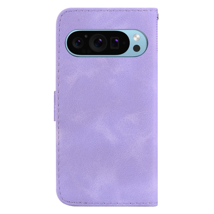 For Google Pixel 9 Pro 7-shaped Embossed Leather Phone Case(Purple)
