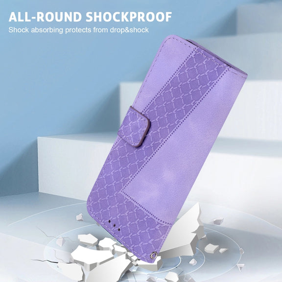 For Google Pixel 9 Pro 7-shaped Embossed Leather Phone Case(Purple)