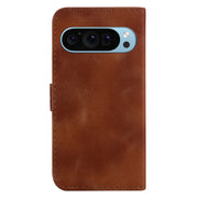 For Google Pixel 9 Pro Seven-shaped Embossed Leather Phone Case(Brown)