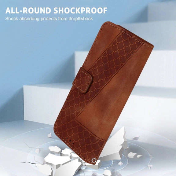 For Google Pixel 9 Pro Seven-shaped Embossed Leather Phone Case(Brown)