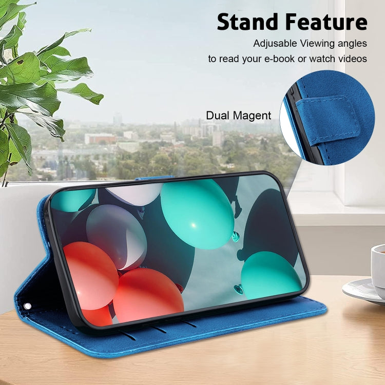 For Google Pixel 9 Pro 7-shaped Embossed Leather Phone Case(Blue)