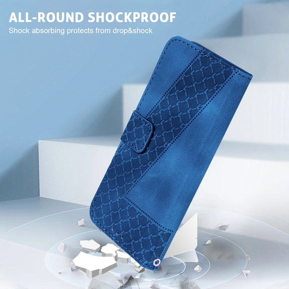 For Google Pixel 9 Pro 7-shaped Embossed Leather Phone Case(Blue)