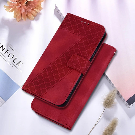 For Google Pixel 9 Pro 7-shaped Embossed Leather Phone Case(Red)