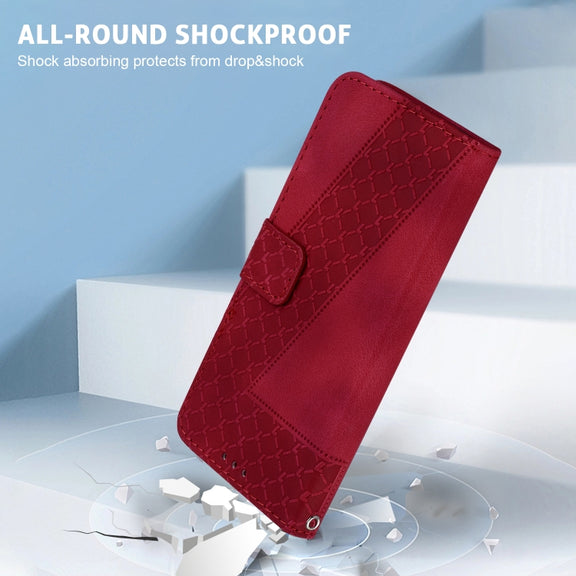 For Google Pixel 9 Pro 7-shaped Embossed Leather Phone Case(Red)