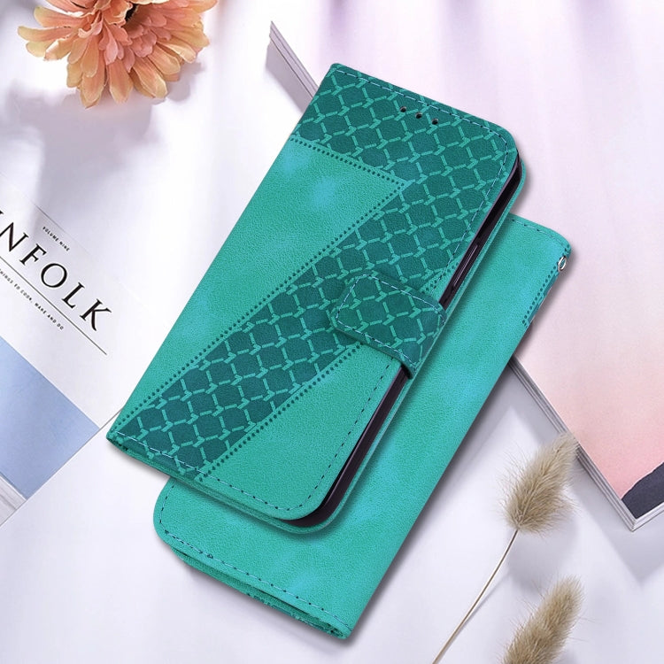 For Google Pixel 9 7-shaped Embossed Leather Phone Case(Green)