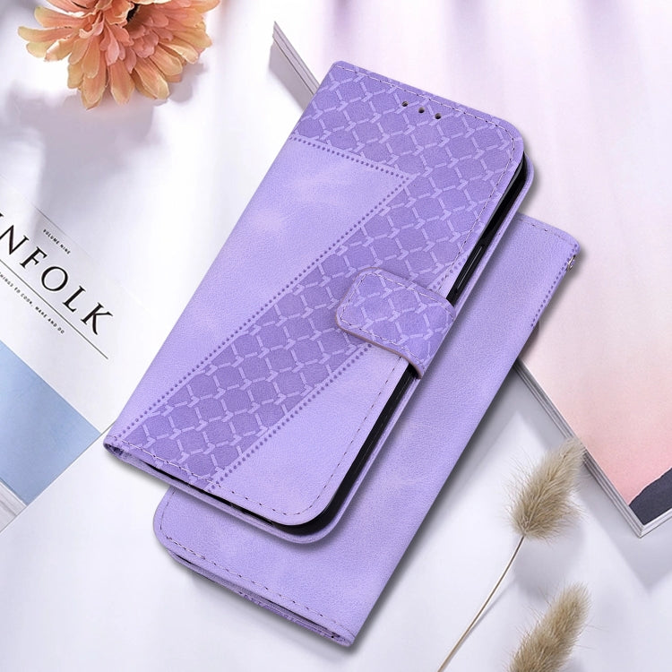 For Google Pixel 9 7-shaped Embossed Leather Phone Case(Purple)