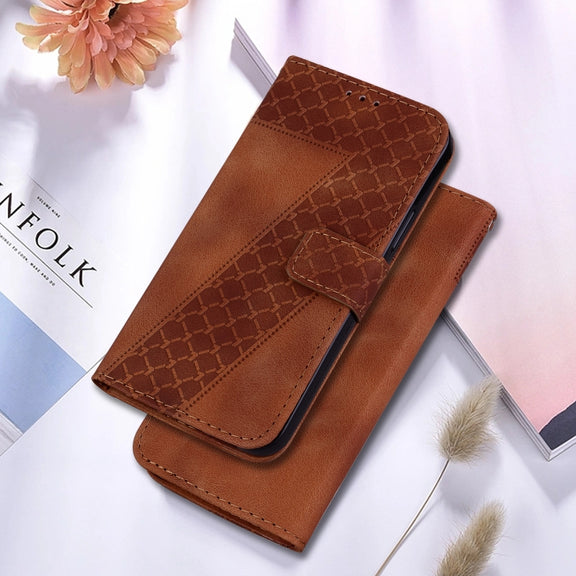 For Google Pixel 9 7-shaped Embossed Leather Phone Case(Brown)