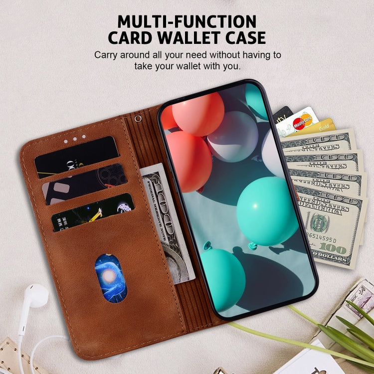 For Google Pixel 9 7-shaped Embossed Leather Phone Case(Brown)