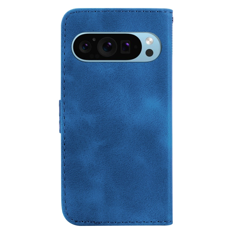 For Google Pixel 9 Seven-shaped Embossed Leather Phone Case(Blue)