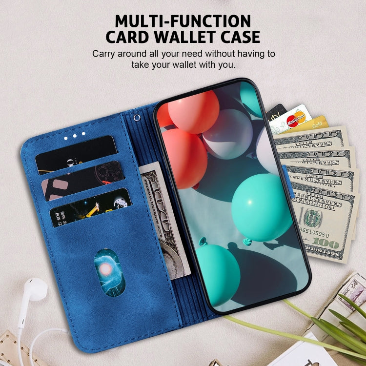 For Google Pixel 9 Seven-shaped Embossed Leather Phone Case(Blue)