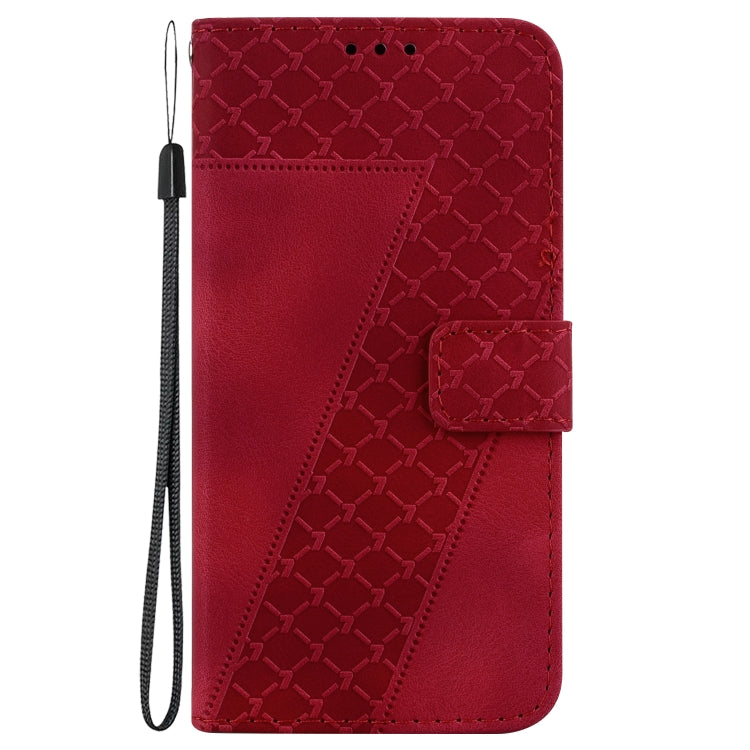 For Google Pixel 9 Seven-shaped Embossed Leather Phone Case(Red) - Google Cases by PMC TechLife | Online Shopping South Africa | PMC TechLife | Buy Now Pay Later Mobicred