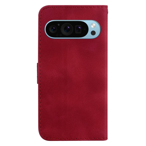 For Google Pixel 9 Seven-shaped Embossed Leather Phone Case(Red)