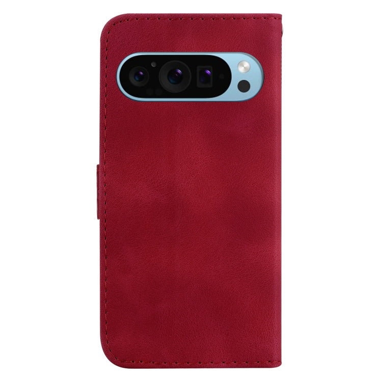 For Google Pixel 9 Seven-shaped Embossed Leather Phone Case(Red)
