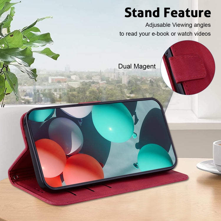 For Google Pixel 9 Seven-shaped Embossed Leather Phone Case(Red)