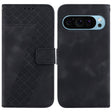 For Google Pixel 9 7-shaped Embossed Leather Phone Case(Black) - Google Cases by PMC TechLife | Online Shopping South Africa | PMC TechLife | Buy Now Pay Later Mobicred