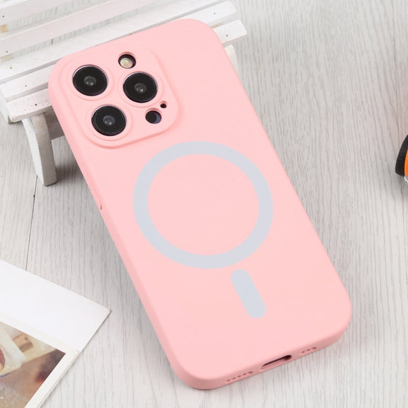For iPhone 16 Pro Max Liquid Silicone Magsafe Phone Case(Pink)