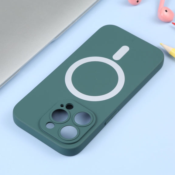 For iPhone 16 Plus Liquid Silicone Magsafe Phone Case(Dark Green)