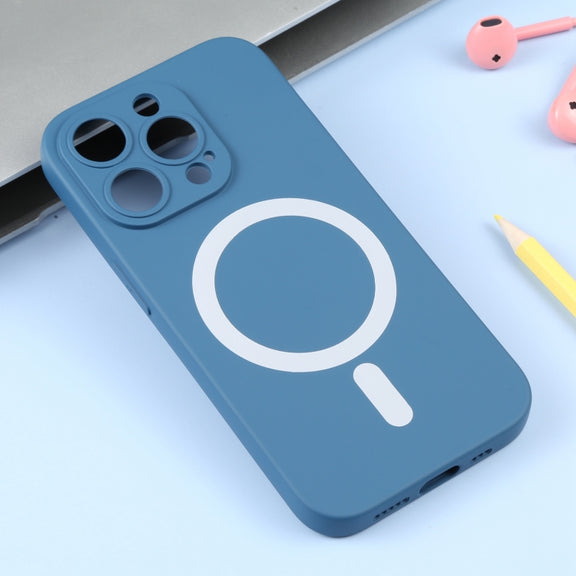 For iPhone 16 Liquid Silicone Magsafe Phone Case(Blue)