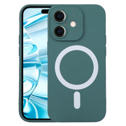 For iPhone 16 Liquid Silicone Magsafe Phone Case(Dark Green)
