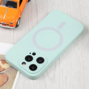 For iPhone 16 Liquid Silicone Magsafe Phone Case(Light Cyan)