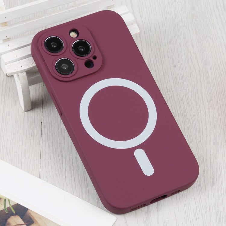 For iPhone 16 Liquid Silicone Magsafe Phone Case(Wine Red)