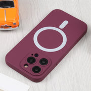 For iPhone 16 Liquid Silicone Magsafe Phone Case(Wine Red)