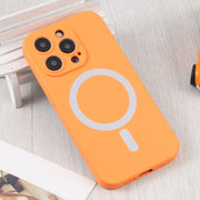 For iPhone 16 Liquid Silicone Magsafe Phone Case(Orange)
