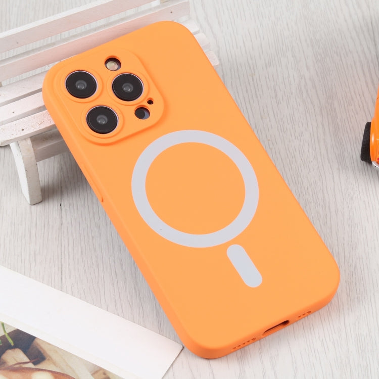 For iPhone 16 Liquid Silicone Magsafe Phone Case(Orange)